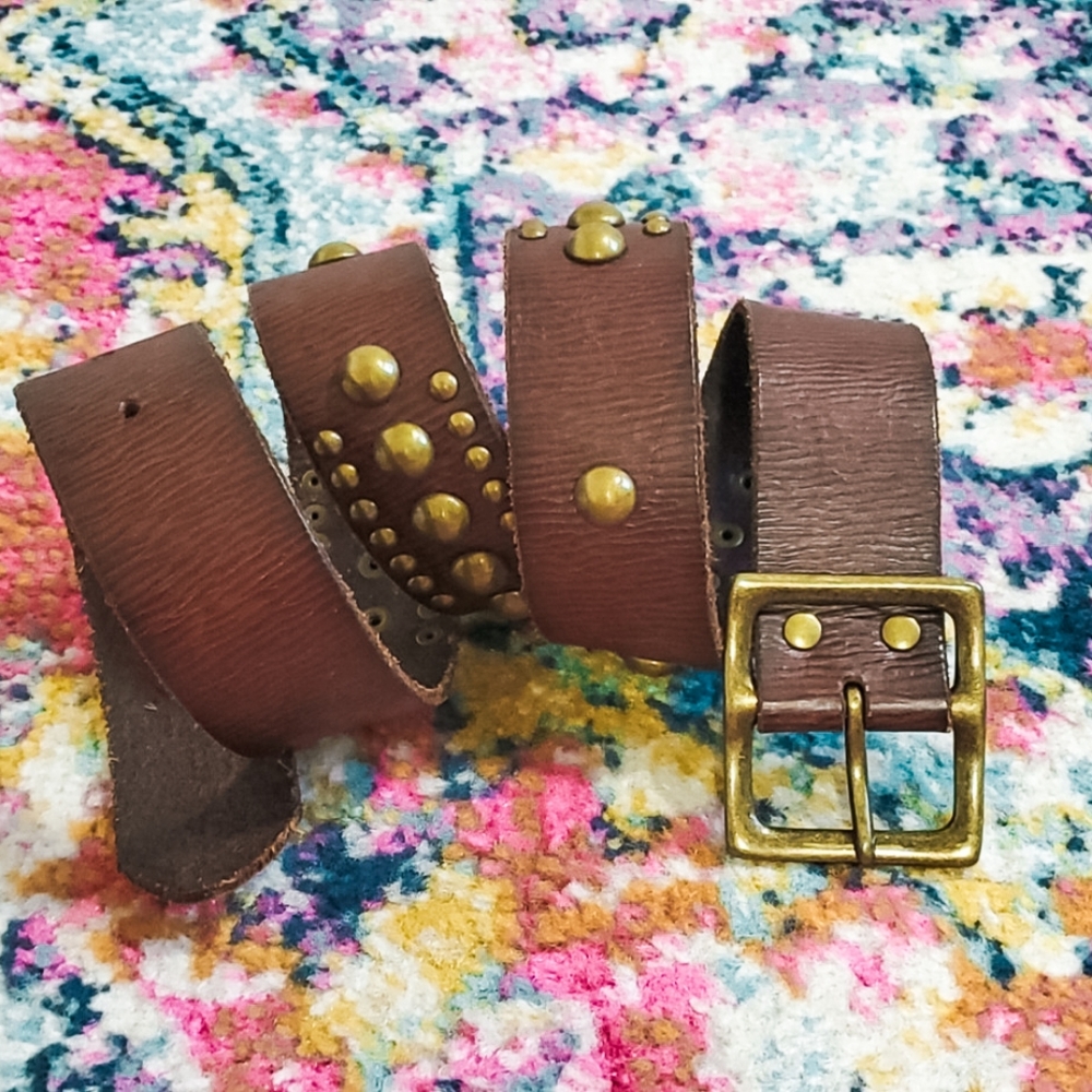 GAP Genuine Leather Bronze Stud Belt